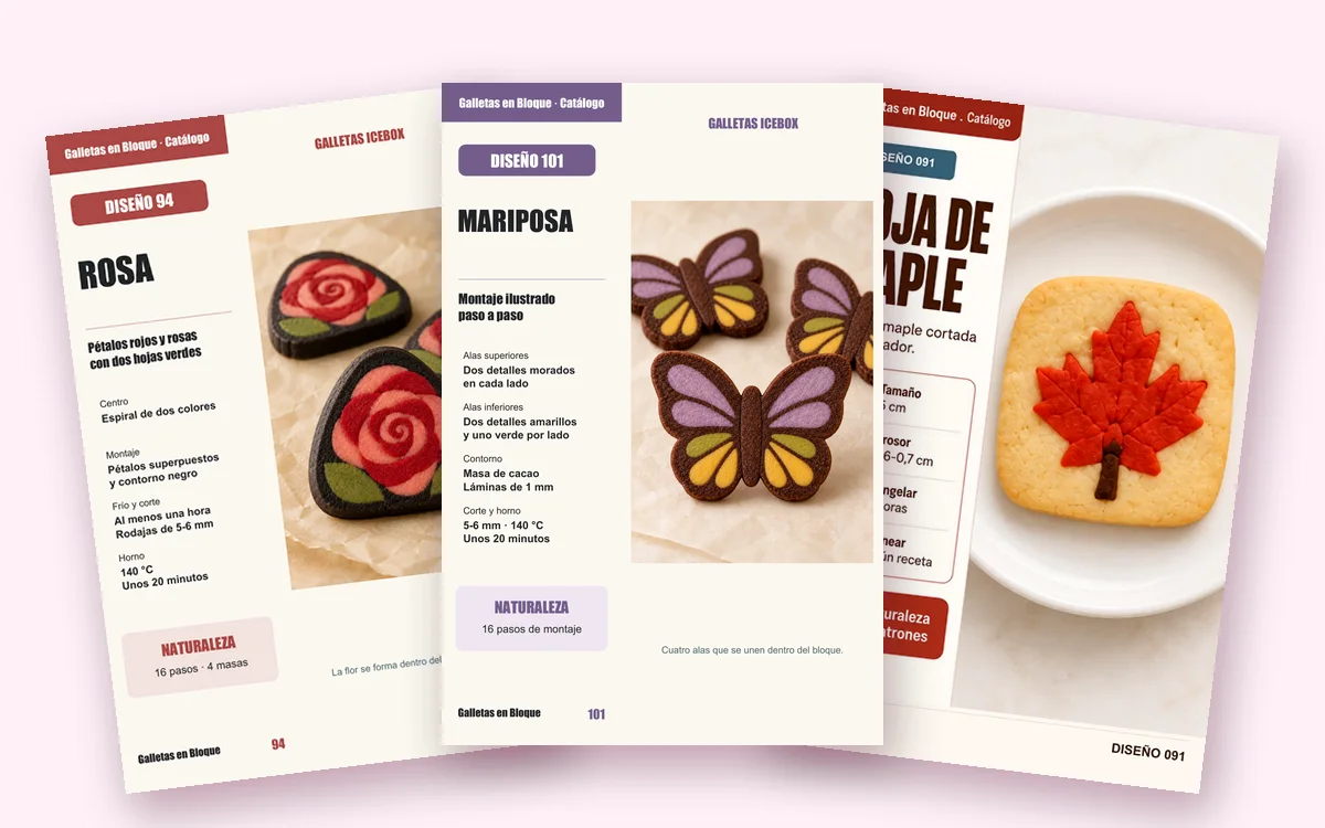 Fichas de Rosa, Mariposa y Hoja de Maple